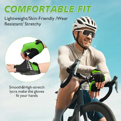 Miniatura 3 de Guantes de ciclismo con almohadilla absorbente de golpes, agarre extra, ajuste flexible, peso ligero, transpirable para hombres y mujeres ciclismo