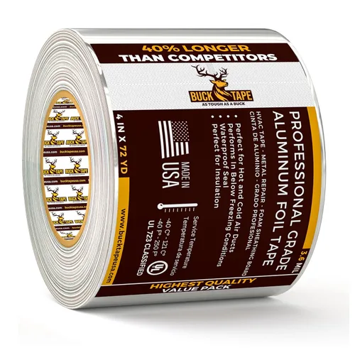 Miniatura 21 de Cinta de aluminio de hoja de lata BUCK – 3 pulgadas x 216 pies (72 yardas), 3.6 mil – Cinta para HVAC para conductos, AC, ventilaciones de secadora