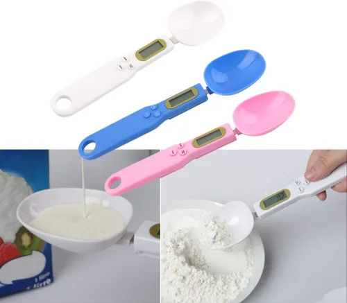 Miniatura 6 de Cuchara de báscula de alimentos, báscula de cocina portátil de alta precisión para el hogar, 1.1 lb/500 g (0.00 oz) LCD electrónico preciso