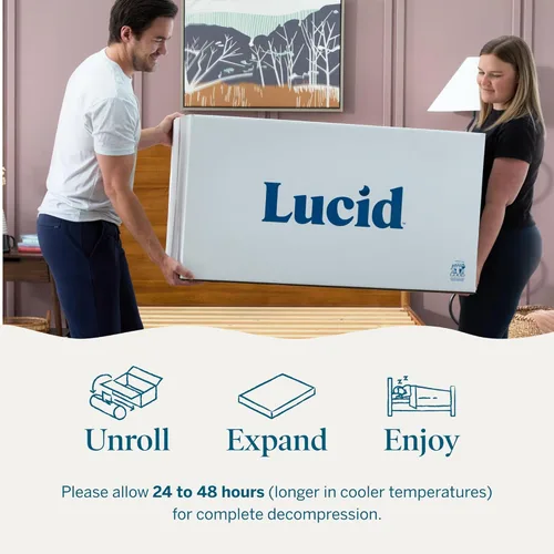 Miniatura 6 de Lucid Colchón de espuma viscoelástica de 14 pulgadas, sensación media firme, impregnado con carbón de bambú refrescante y gel refrescante, cama