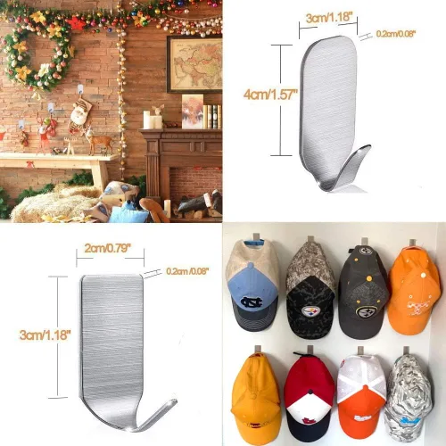 Miniatura 2 de Ganchos adhesivos para sombreros, ganchos de pared de acero inoxidable resistentes al agua, ganchos adhesivos para colgar en el baño, cocina