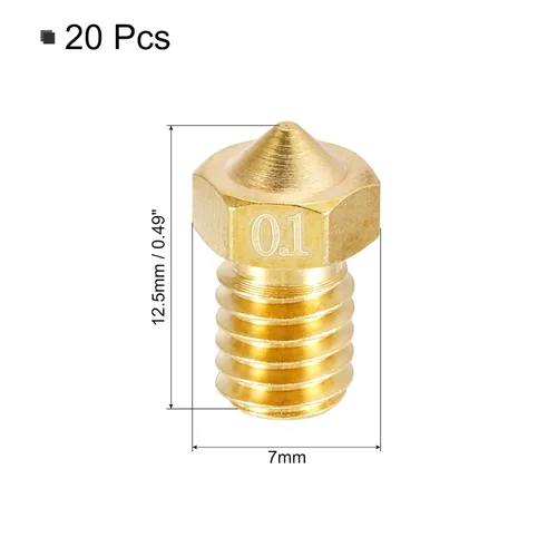 Miniatura 3 de uxcell 20 boquillas de impresora 3D, boquilla de latón de 0.004 in, cabezal de impresión extrusora para impresora 3D M6 de 0.069 in