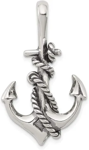 Colgante de plata de ley 925 maciza para hombre, estilo vintage, ancla y cuerda, 1.299 in x 0.827 in, Metal