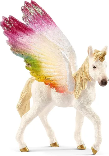 Schleich Bayala - Figurina de unicorno bebé alado arcoíris mítico - Con majestuoso Pegaso y detalles de brillo, juguete imaginativo altamente