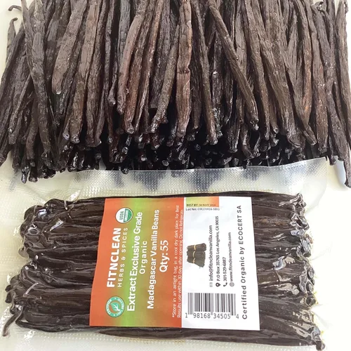 Miniatura 8 de 55 Vainas de vainilla de Madagascar orgánicas de grado exclusivo B para extracto 4" - 5" por FITNCLEAN VANILLA Cápsulas secas enteras de Bourbon