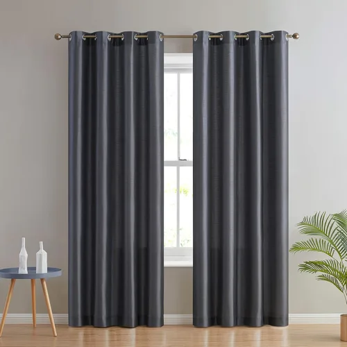 Miniatura 3 de HLC.ME Jefferson - Cortinas ligeras de seda sintética semitransparente con forro de microfibra y ojales para ventana de dormitorio, comedor y sala