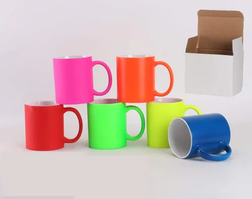 Miniatura 11 de Taza de café de cerámica de 11.0 onzas para sublimación, embalada en caja blanca 12 colores mezclados