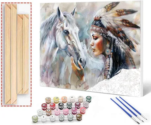 Miniatura 74 de Angel Girl - Pintura por números para adultos, corona de rosas rosadas, pintura al óleo digital, pintura acrílica, kit de pintura linda para niñas