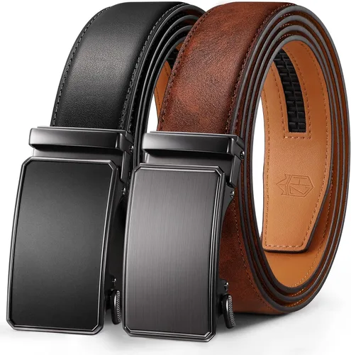 Miniatura 9 de Zitahli Cinturón para hombre, paquete de 2 unidades, diseño de cinturón de cuero para trabajo, negocios y pantalones de golf casuales, accesorios