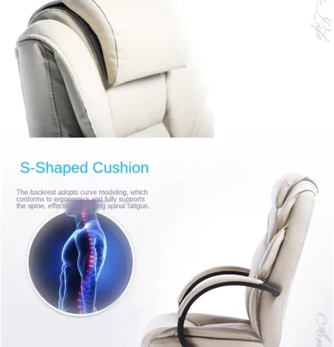Miniatura 4 de Silla de oficina con respaldo alto, sillas ergonómicas para jefes, silla giratoria de malla de cuero para el hogar, silla reclinable con soporte