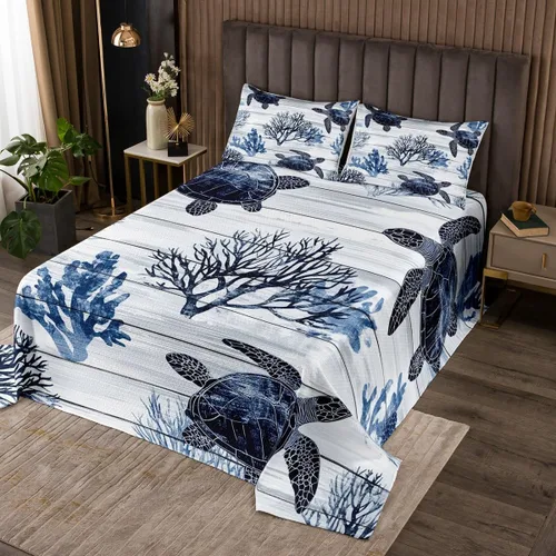 Miniatura 24 de Erosebridal Juego de colcha náutica, juego de edredón de lancha de vela, faro, acuarela con temática oceánica, juego de ropa de cama de verano