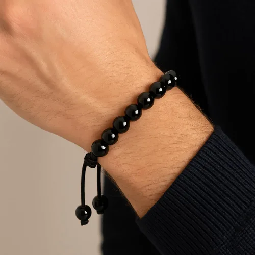 Miniatura 20 de Adjustable Crystal Bracelet – Gemstone Bead Bracelet with Adjustable Macrame String – Chic Gemstone Bracelet for Men and Women – 8mm Round Healing