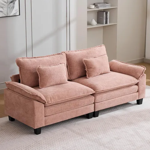 Miniatura 48 de Oprisen Sofá Seccional Modular, Cómodo Cloud Couch Sofá Seccional, Sofá Cama de Chenilla con Asiento Profundo con Almohadas Decorativas para Sala