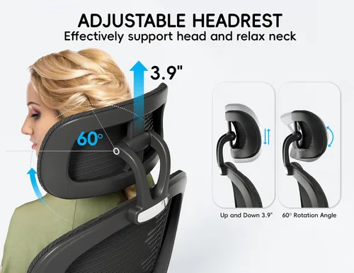 Miniatura 5 de TRALT Silla de oficina – Silla de oficina ergonómica con soporte para el respaldo, silla de computadora – Silla de escritorio de oficina en casa