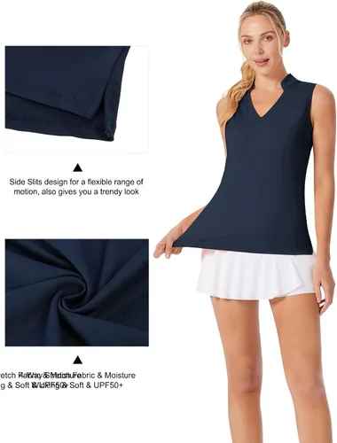 Miniatura 4 de JACK SMITH Camiseta de golf para mujer, sin mangas, ajuste seco, camiseta sin mangas para entrenamiento