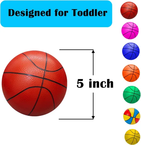 Miniatura 2 de ABAJI Mini pelotas de baloncesto azules, paquete de 2, juego de 12.7 cm con bomba y aguja, material duradero para mini aro, para niños de 3 años