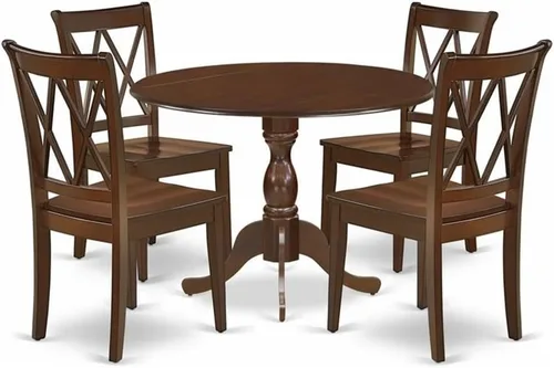 Miniatura 11 de East West Furniture DMCL3-LWH-C - Juego de mesa de cocina de 3 piezas para espacios pequeños contiene una mesa de comedor redonda con gotas y 2
