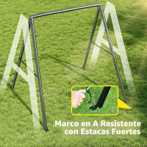 Miniatura 3 de Trekassy Columpio de Plataforma Grande Tipo Platillo de 60" con Marco para Niños al Aire Libre, Juego de Columpio de 440lbs con Soporte de Metal