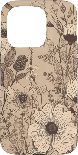 Miniatura 13 de Funda para iPhone 13 Pro Beige Tan Wildflower Floral Minimal Flower Boho