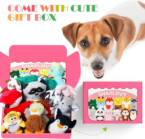Miniatura 6 de SHARLOVY Juguetes chirriantes para perros pequeños, juguete de peluche para cachorros, lindo juguete masticable para cachorros para la dentición
