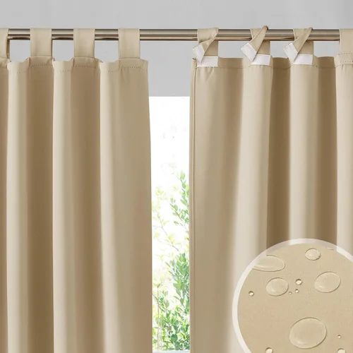 Miniatura 11 de RYB HOME Cortinas para Exteriores para Patio - 2 Paneles Cortinas para Exteriores Desmontables con Parte Superior Adhesiva Impermeables Opacas
