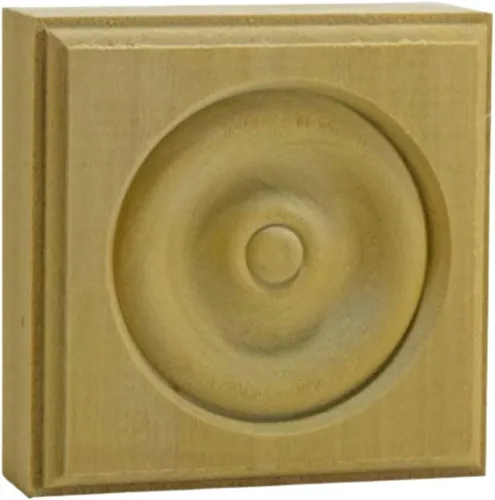 Miniatura 2 de EWAP30 Rosette Casing Corner Block 1" x 3" Cuadrado Sin Terminar, Cereza