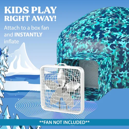 Miniatura 2 de W&O Aerodome Arctic Camo con luces LED y sonido, se infla en segundos para niños de 3 a 12 años (ventilador no incluido)