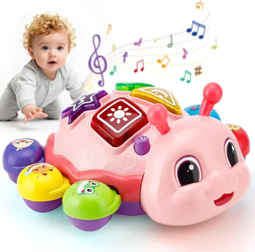 AUUGUU Juguetes musicales para bebés, juguetes musicales iluminados para el desarrollo del tiempo boca abajo, juguete para gatear para niños de 6,