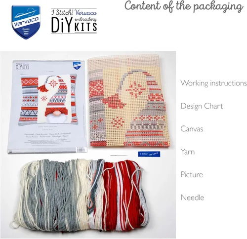 Miniatura 4 de Vervaco Kit de cojín de punto de cruz Elfo de Navidad 2 16" x 16