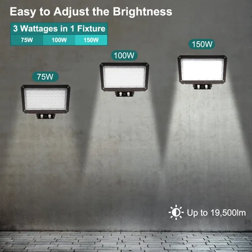 Miniatura 4 de kadision Luz de inundación LED de 150 W con fotocélula del anochecer al amanecer, 150 W/100 W/75 W ajustable 130 lm/W 5000 K, luz diurna 100-277 V