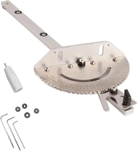 Miniatura 7 de Sanpyl Sierra de mesa ingletadora universal de aluminio de alta precisión con múltiples topes angulares, herramientas accesorios de bricolaje