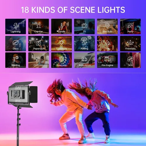 Miniatura 4 de GVM - Luz de video LED RGB de 1300D, kit de iluminación de video de 65 W con control Bluetooth, 25000 lux/1.6 ft, 2 paquetes de luz LED para estudio