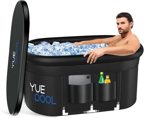 Bañera de hielo para adultos, fitness, personas atletas, actualización XL de 140 galones, bañera fría portátil ovalada, gimnasios interiores y
