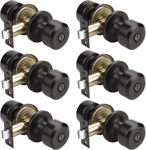 Miniatura 45 de KNOBWELL Paquete de 4 pomos de puerta cuadrados modernos para paso, pomos de puerta interiores, manija de puerta de pasillo y armario, color negro