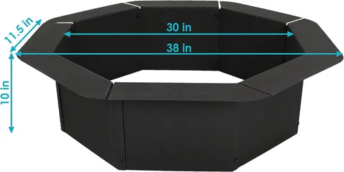 Miniatura 3 de Sunnydaze Anillo para hoguera al aire libre – 38 pulgadas exterior/30 pulgadas de diámetro interior inserto de anillo de fuego de acero – por encima