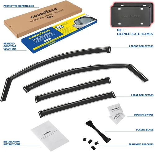 Miniatura 6 de Goodyear Deflectores de ventana de canal inastillables para GMC Acadia 2017-2023, protectores de lluvia, viseras de ventana para automóviles