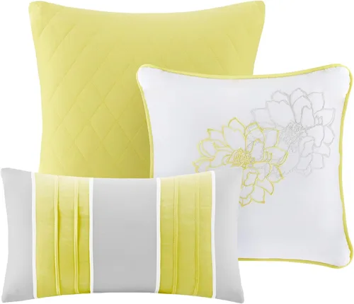 Miniatura 4 de Madison Park Lola Juego de colcha 100 % algodón, informal, floral, puntadas en canal, 365 días, ligero, colcha, almohadas decorativas, fundas, Lola