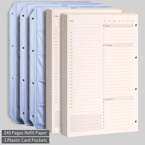 Miniatura 8 de EMSHOI Agenda diaria sin fecha de 9.2 x 12 pulgadas, bloc de notas grande de lista de tareas, 240 páginas de recambio, planificador de carpetas