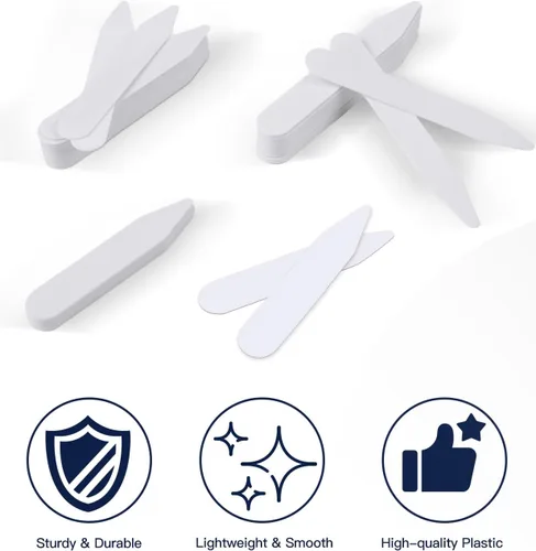 Miniatura 4 de vivinin 112P - Inserciones para cuello de camisa de vestir, collar de plástico blanco con soporte de almacenamiento, 4 refuerzos invisibles