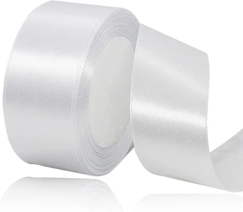 Miniatura 25 de Cinta de satén beige de 1 pulgada x 25 yardas, cinta de tela de color sólido para envoltura de regalos, manualidades, fabricación de lazos
