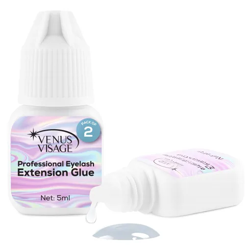 Venus Visage Pegamento transparente para pestañas, pegamento profesional para extensiones de pestañas a largo plazo, sin látex adhesivo de secado