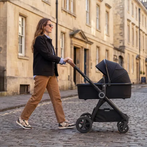 Miniatura 3 de Mompush cochecito estándar de tamaño completo, plegable en un solo paso, asiento con orientación delantera o trasera para niños, cesta de fácil Negro