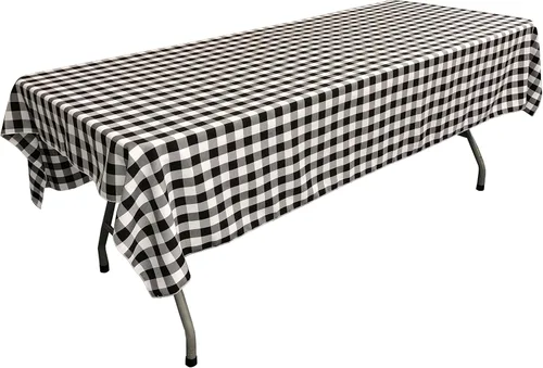 Miniatura 53 de LA Linen Mantel rectangular de poliéster Gingham a cuadros 60 por 84 pulgadas, blanco y verde oscuro