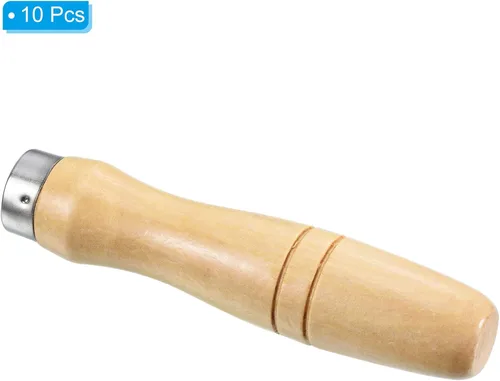 Miniatura 3 de PATIKIL Mango de madera de 4.9 pulgadas, paquete de 10 herramientas de corte de archivos, accesorios de repuesto con collar de metal para archivo