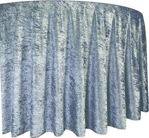 Miniatura 2 de YOUR CHAIR COVERS - Mantel redondo de terciopelo triturado de 120 pulgadas para mesas redondas de 5 pies - Azul polvoriento Azul empolvado