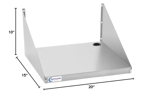 Miniatura 3 de Estante de Acero Inoxidable para Microondas, 15"x20" 180 lb Estante Flotante de Metal para Electrodomésticos de Servicio Pesado con Montaje
