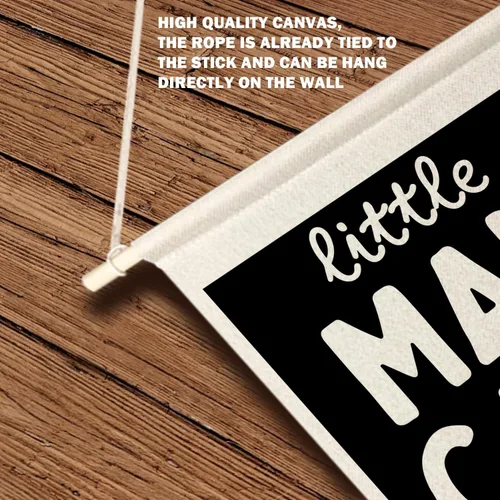 Miniatura 6 de Qpenm Cueva del Hombre Pequeño Bandera Colgante de Pared en Lienzo, Decoración para Habitación de Niños, Banderines Modernos en Blanco y Negro