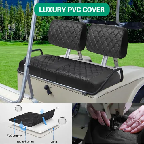 Miniatura 2 de iLSKW Fundas de Asiento para Carrito de Golf Yamaha G22 G8 G9 G16 G19 G2 Cubierta OEM Delantera, Vinilo de Cuero Fino con Textura de Diamante
