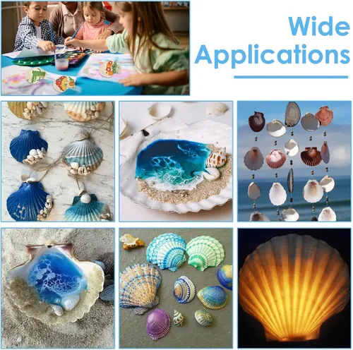 Miniatura 4 de 60 conchas de vieira grandes para manualidades, conchas de almeja de 4 a 5 pulgadas para decoupage playa, conchas marinas blancas naturales a granel
