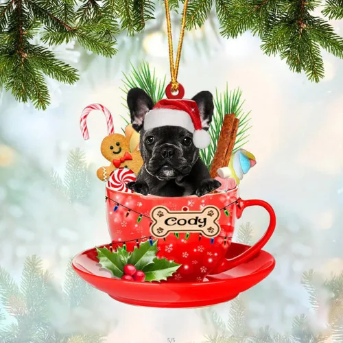 Miniatura 15 de NAZENTI Adorno personalizado de Alaskan Malamute en taza roja, adorno de Navidad personalizado para perros amantes de las mascotas, colgante